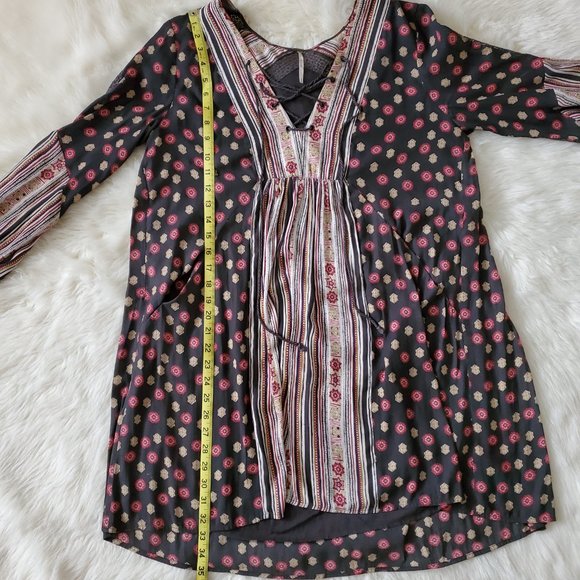Free People Rain or Shine Boho Long Sleeve Dress in Black Size M - Picture 15 of 16